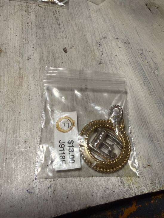 Brighton Jewelry - Brighton two tone crystal monogram inital charm - E